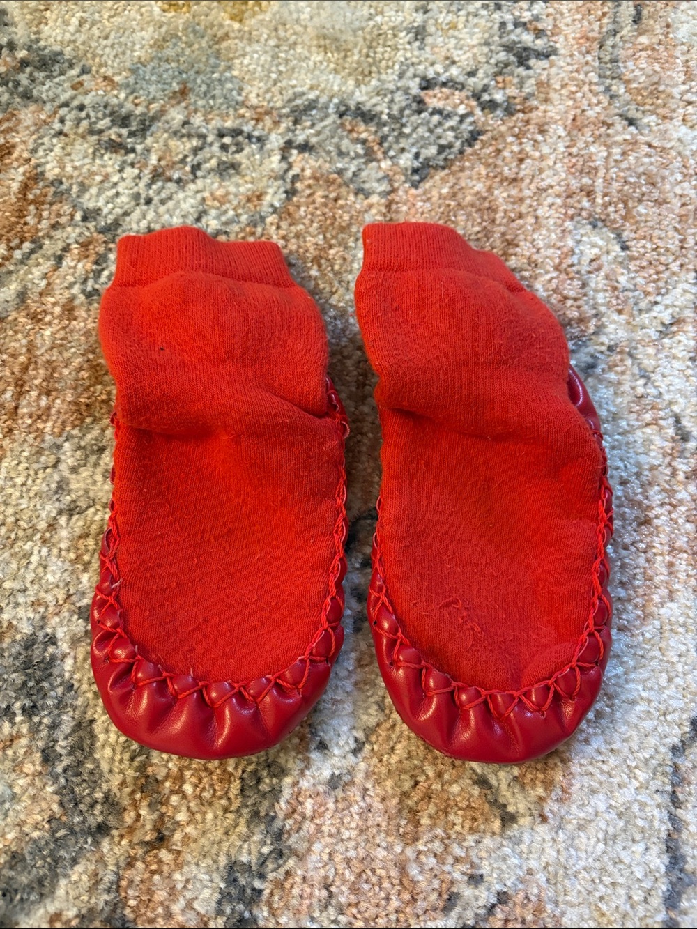 Hannah Andersson Red Faux-Leather Slipper Socks